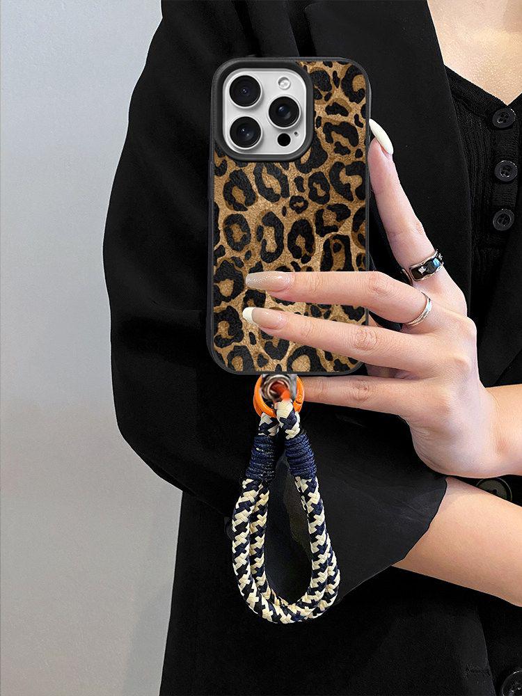 Case For POCO F7 Ultra F5 F6 M7 M6 X5 X6 X7 PRO X3 X4 GT Xiaomi 14T 15T Pro 15 Leopard Print With Lanyard Matte PU Leather Cover