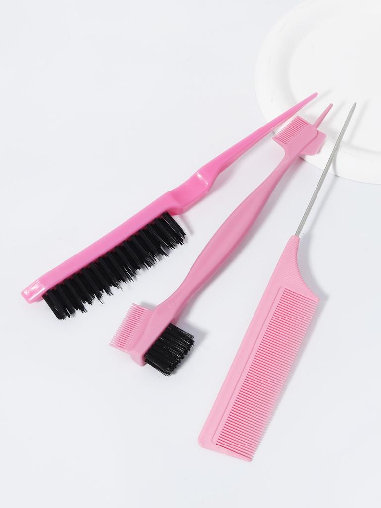3 pcs Comb Set for Teasing, Edge & Back Brushing Rat Tail Edge Combs for Styling Women's & man Hair
