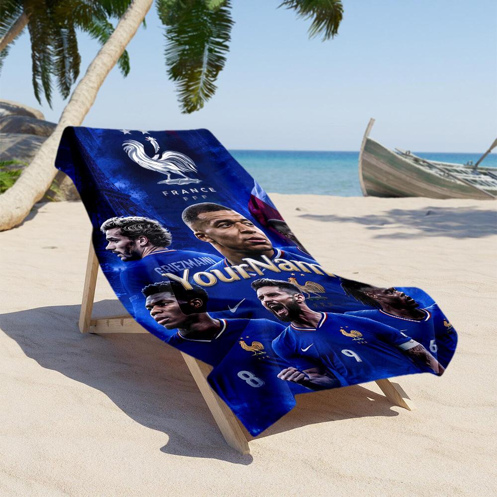 Mbappe Customize Your Name Beach Towel Super Soft & Absorbent Perfect for Traveling Yoga Camping and Swimming
