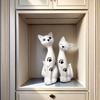 Nordic Style Ceramic Cat and Dog Couple Figurines – Cute Home Decor Ornaments for Desktop or Shelf