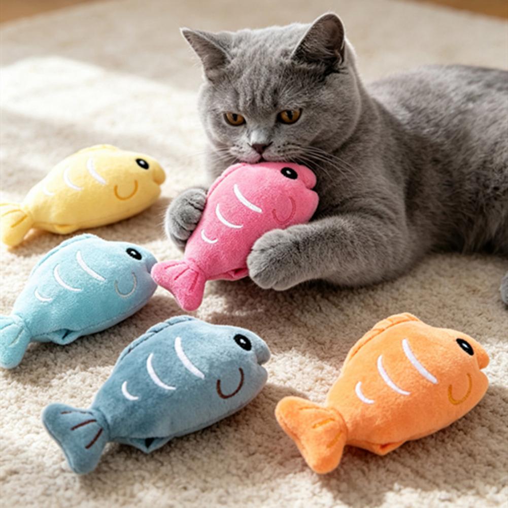 cat supBright Color Cat Toy Plush Fish Cat Toy with Catnip Soft Crinkle Chew Toy for Indoor Cats Stuffed Hunting Teething Kitten