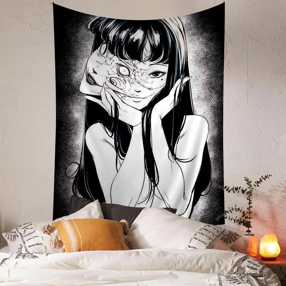 Junji Ito Wiszący Boho Gobelin Wiszący Tarot Hippisowskie Dywany Ścienne Akademik Wystrój Domu