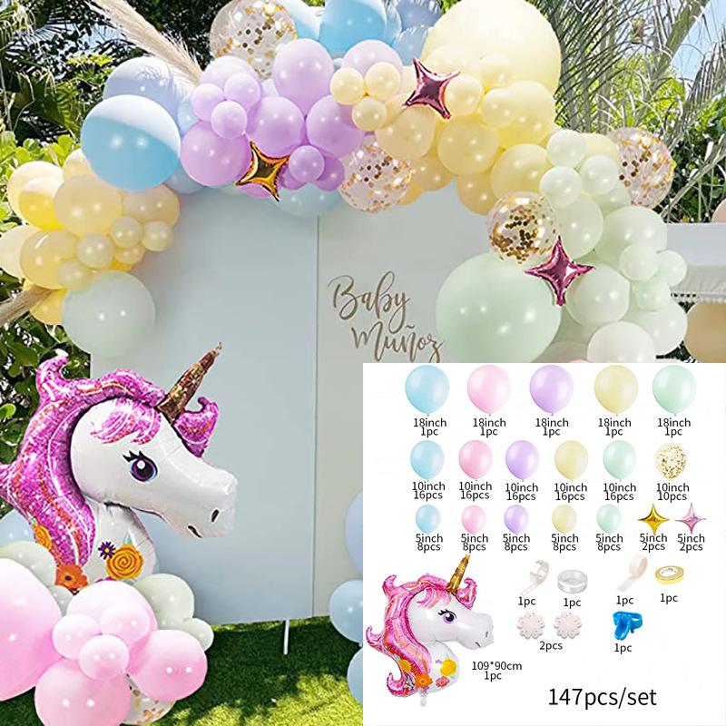 147 buc. Baloane cu inicorn Decoratiuni pentru petrecerea de aniversare a inicornului Copii Fata 1 an Decor Baloane pentru ziua de naștere Baby Shower Materiale pentru dezvăluirea sexului