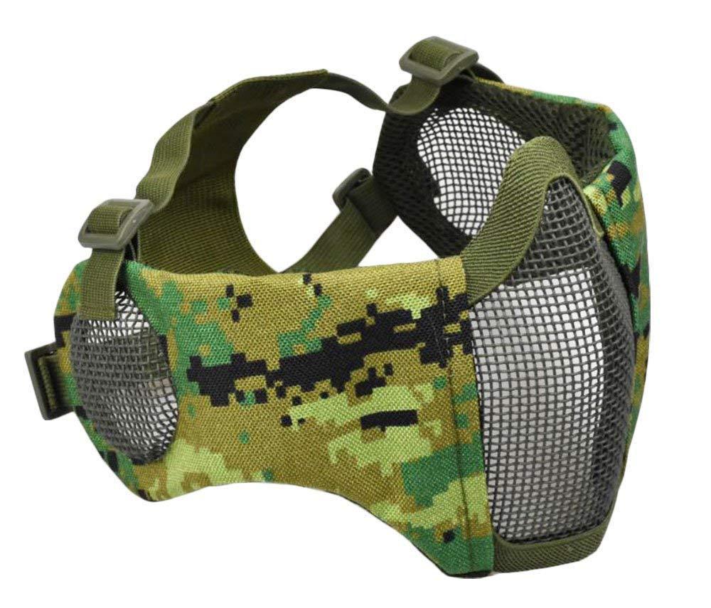 Τακτική Μάσκα Κρανίου Μισού Προσώπου με Προστασία Αυτιών και Στόματος από Μεταλλικό Πλέγμα για Υπαίθρια Οδήγηση και Σκοποβολή