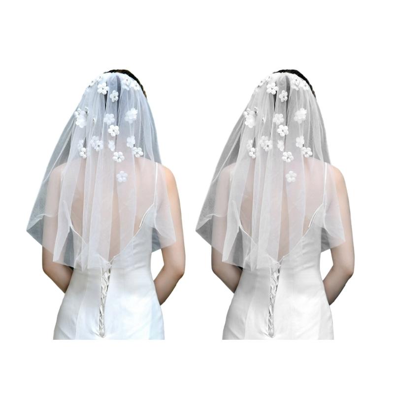 Elegant Bridal Veil Bachelorette Party Decorations Bride To Be Gift Bridal Shower Wedding Single Layer with Rhinestones
