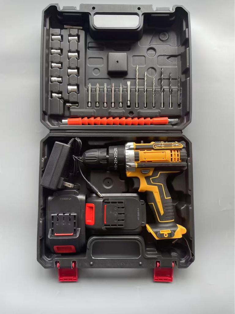 21V Dual-Speed High-Power Electric Drill with Three Functions and Lithium Battery
