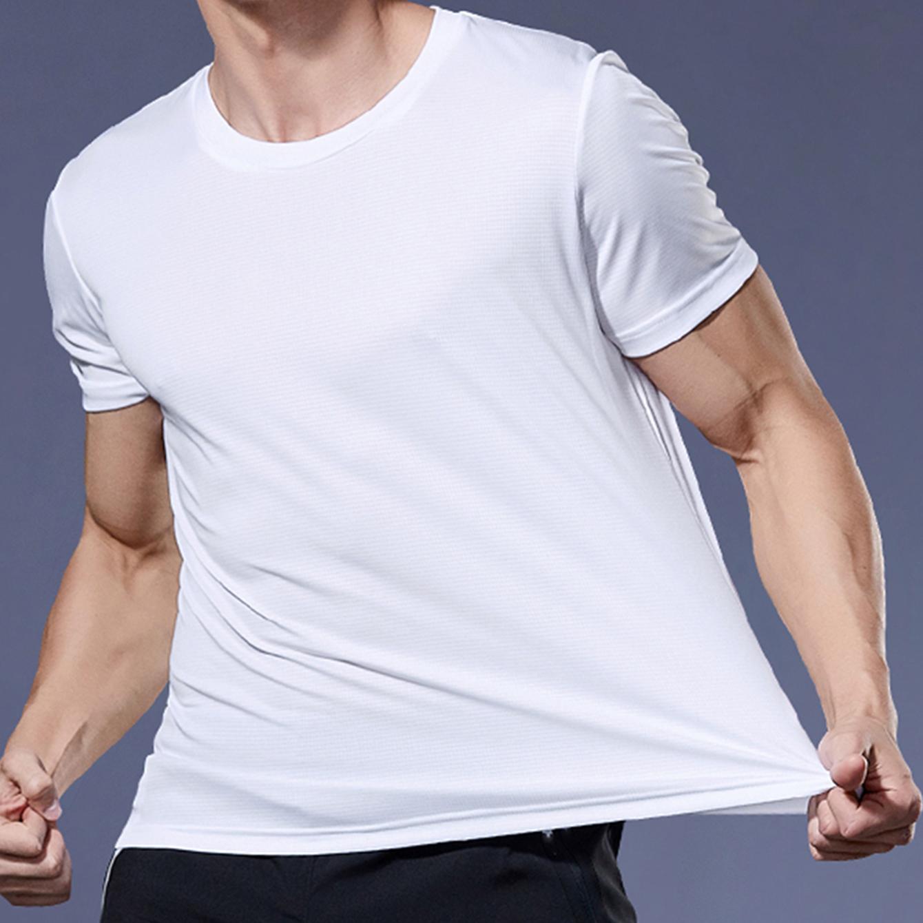 

Мужские повседневные дышащие быстросохнущие спортивные футболки с коротким рукавом S белый