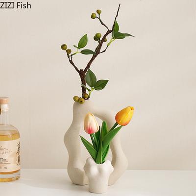 2 Stück/Set Keramikvase Handwerk Dekorative Kreative Trockenblumenvase Foyer Dekorative Kunst Blumenarrangement Wohnaccessoires