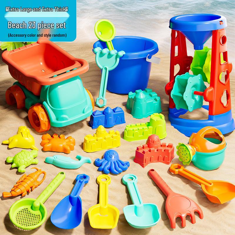 Seaside Sand Play Set: Children's Beach Toys with Shovel, Sand Timer, and Car Bucket