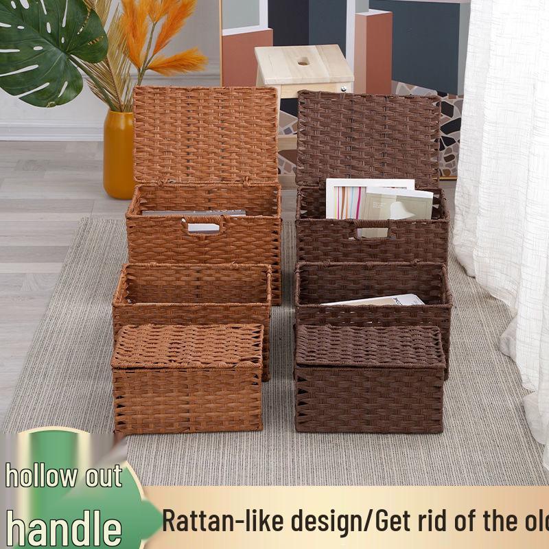 Vävd förvaringslåda med lock: Hushållsorganisatör för snacks, leksaker och diverse