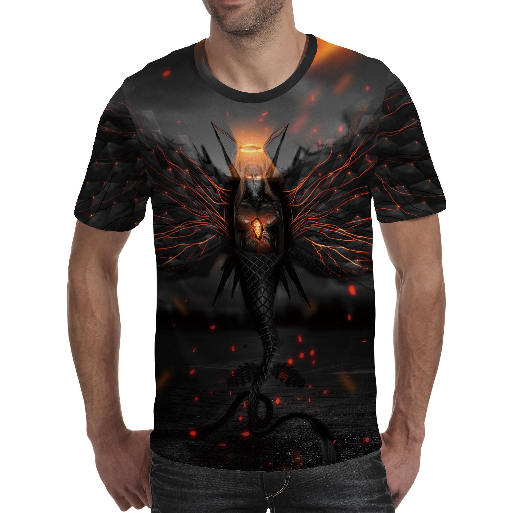 TIP723 Mannen T-shirt Geest Anime 3D Fluorescerende Angel Print T-shirt Unisex-Volwassen Hipster 3D T-shirts Straat Hip hop Oversized T-shirt 4XL