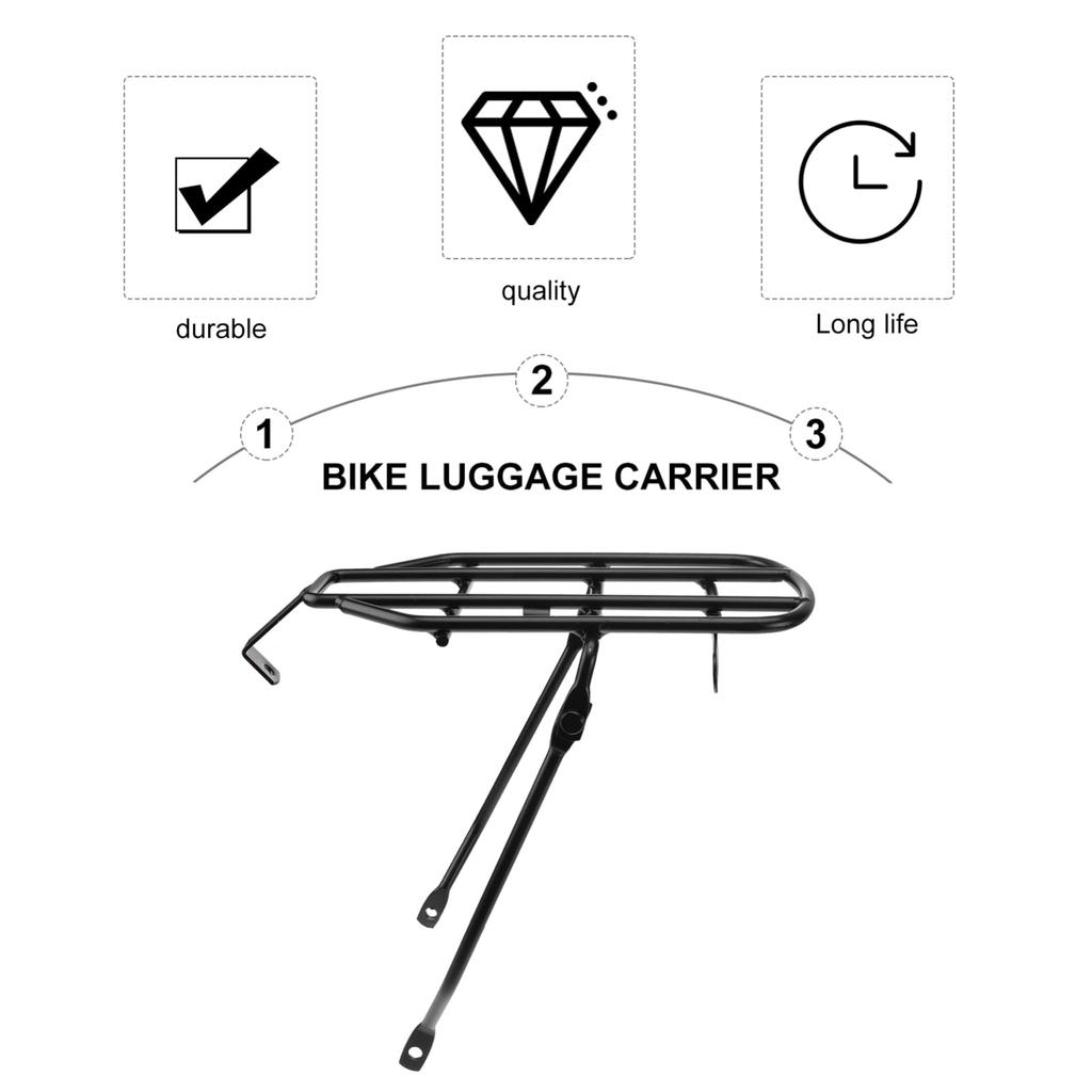LIOOBO Foldable Bike Rear Shelf, Lightweight Bicycle Carrier, 11.4-inch Compact Design, Compatible with Road and Mountain Bikes, Black