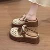 Thick-soled hollowed-out cool slippers for women's summer wear 2025 new fashionable and breathable Mary Jane goes out with a bag head and a half drag