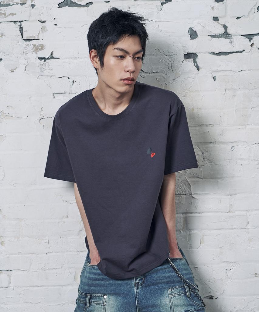 Peideu [Set] Pd Small Heart Cats Short Sleeve T-Shirt 2-Piece Package