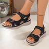 New Large Size Casual Sandals Women's Sports Style Velcro One-character Comfortable Fish Mouth Sandals