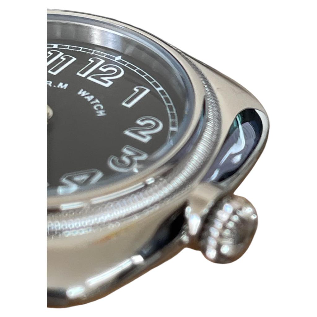 Military Watch Cushion Watch Black Dial Green Cloth Strap [M.R.M.W.]