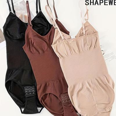 Body Modellante Senza Cuciture da Donna con Bottone ad Uncinetto, Controllo Pancia, Sollevamento Glutei, Tessuto a Maglia, Poliammide 85%, Spandex 15%, Modellante Elastico Snellente