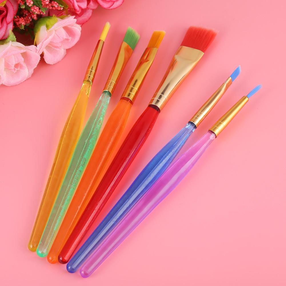 6 Pcs Paint Brush Set, Colorful Nylon Hair Paints Artist Pinteboises with Plastic Handle for Body Rock