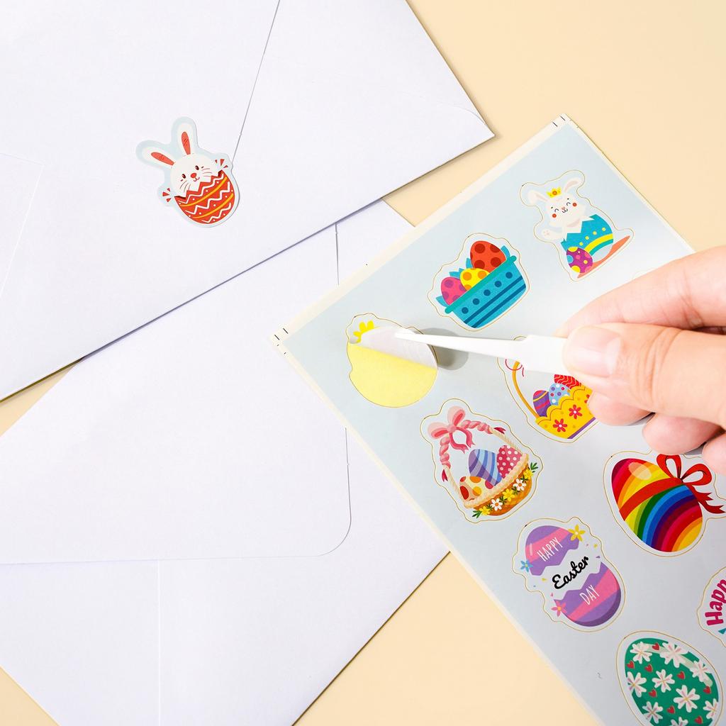 12 Easter Greeting Card Set, Easter Egg Bunny Fold With Envelope, Leave A Message Wishing Easter Card
