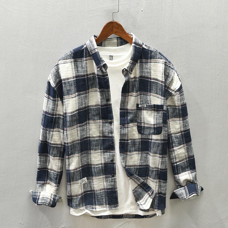 

Men s Autumn New Plaid Casual Shirt Jacket L