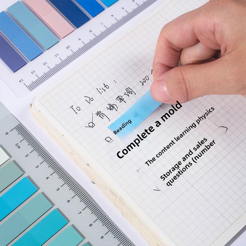 Colorful Transparent Morandi Ruler Index Stickers - Writable Classification Labels & Sticky Notes