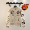 Tide Brand AC Milan Embroidered Leather-Sleeve Versatile Baseball Jacket
