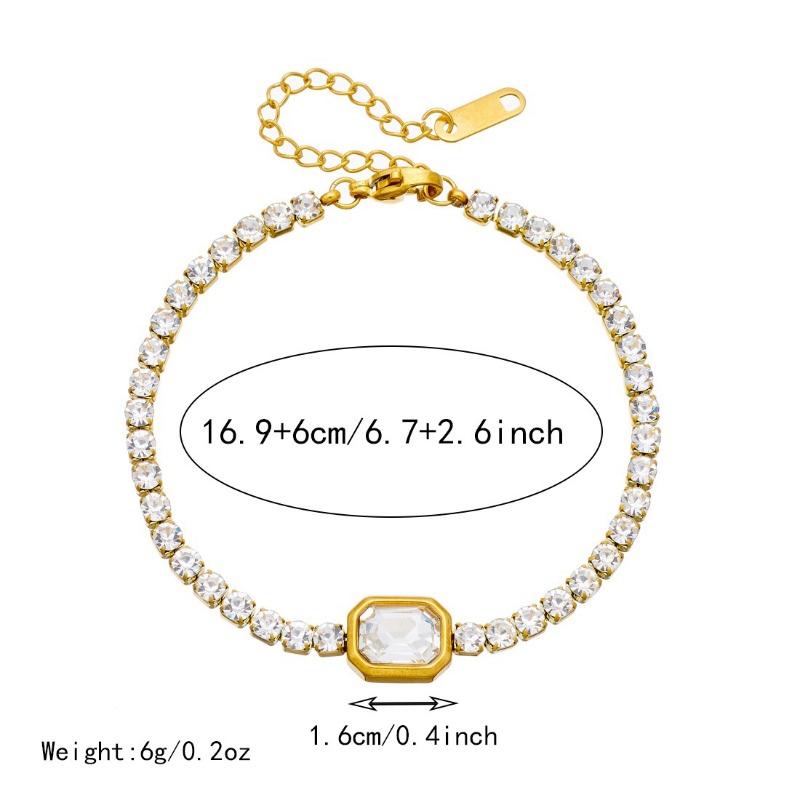 Gold Plated Emerald Cubic Zirconia Tennis Chain Bracelet
