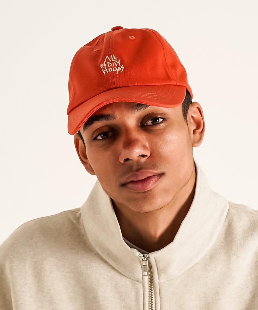 ALL DAY HOOPS Logo Embroidered Ball Cap Ball Brown