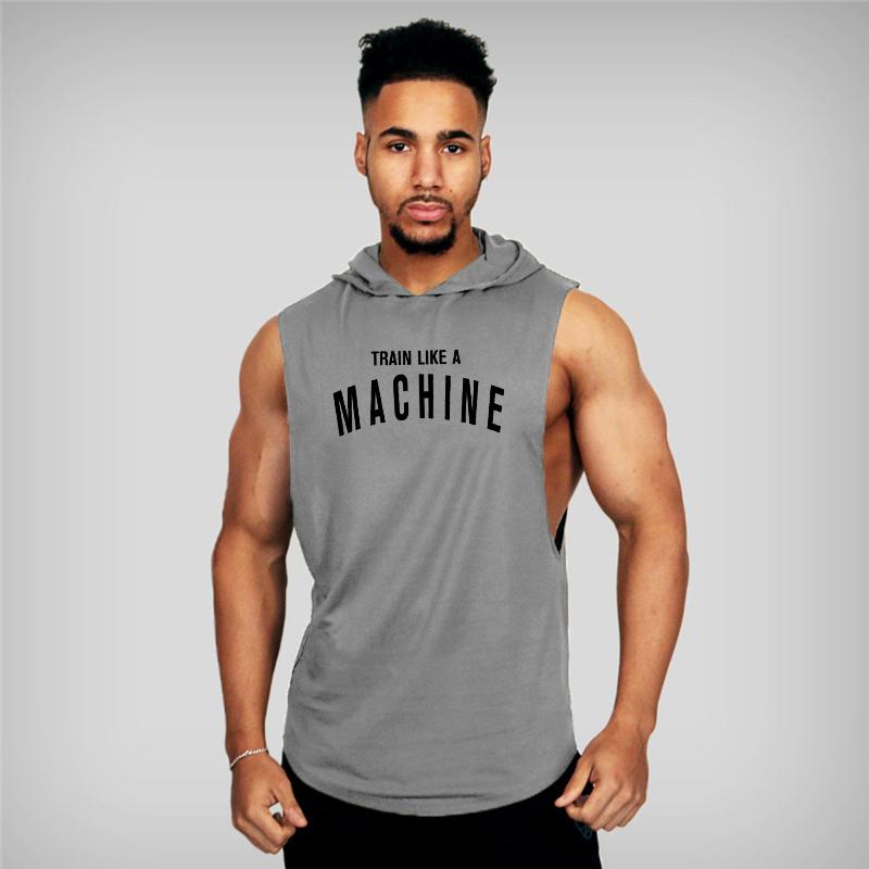 Débardeur à Capuche Homme Sans Manches - Tank Top Musculation - Fitness, Gym, Bodybuilding - Matière Respirante