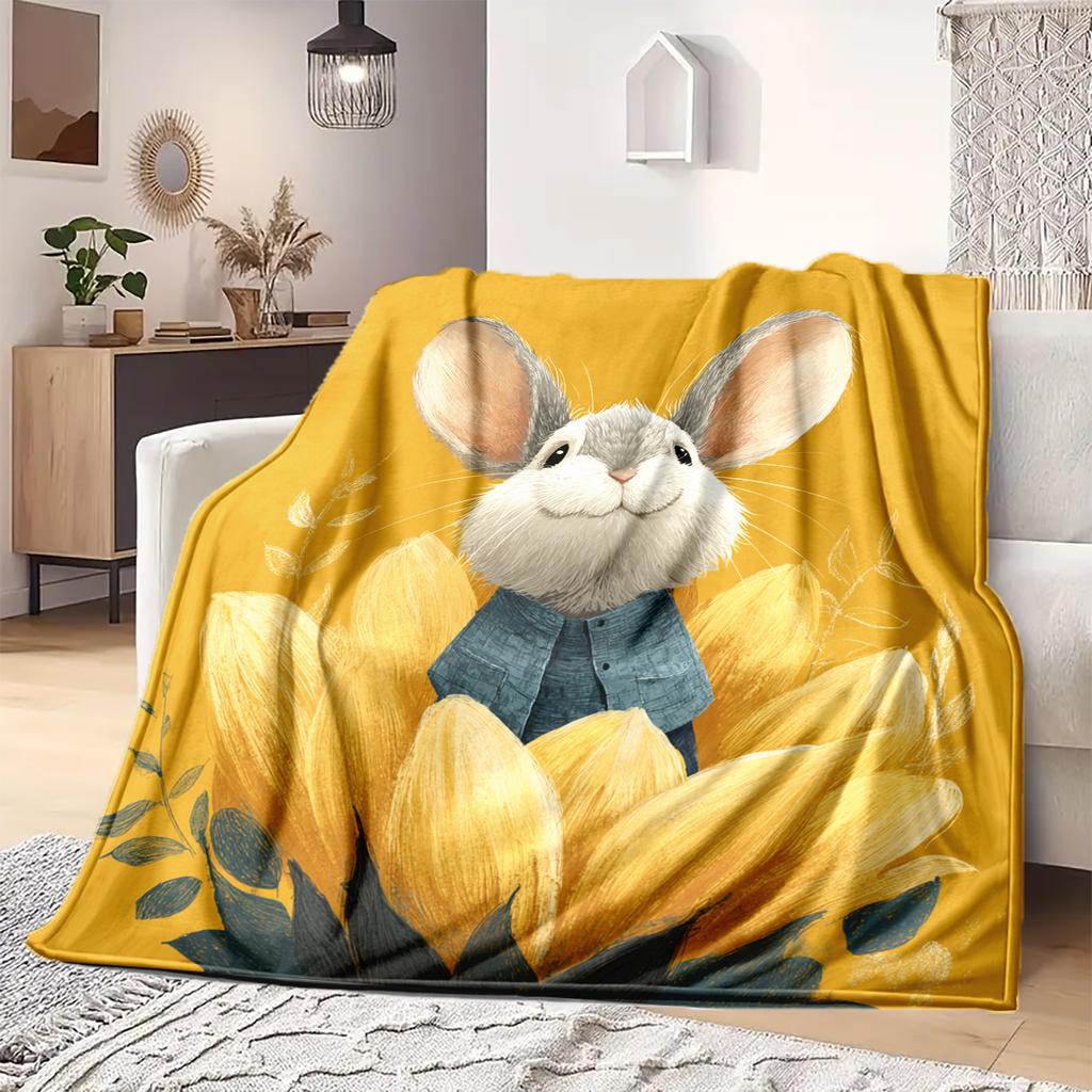 1 ks Flanelová deka s kresleným potiskem, Vysoce kvalitní, Pohodlná pro všechna roční období, Domácí dekorace, Teplo a pohodlí, Perfektní jako vánoční dárek k narozeninám