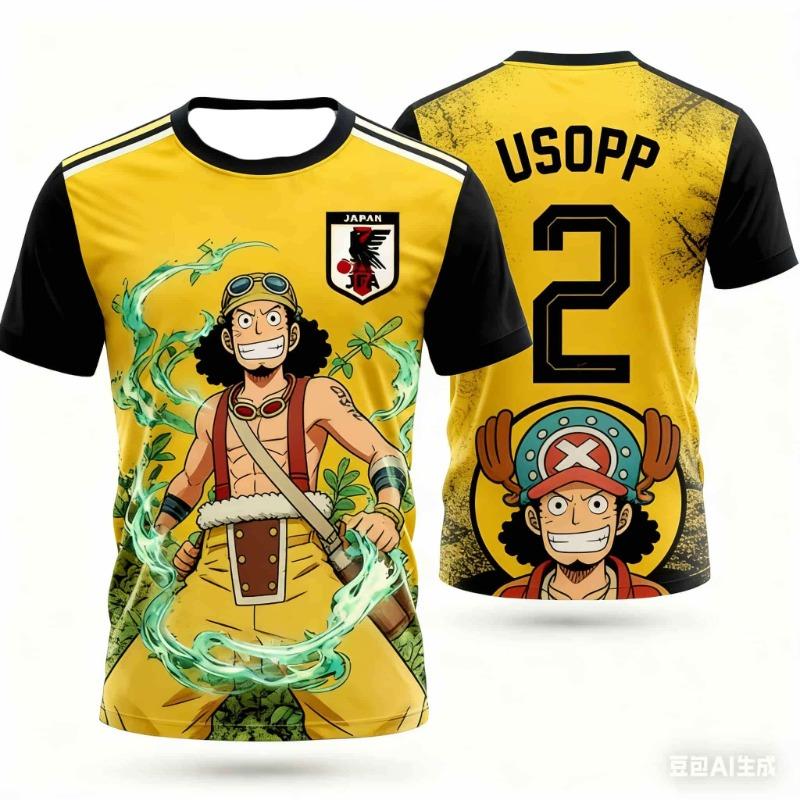 2026 Summer Japan One Piece Luffy Football Jersey Men T-shirt Football Special Jersey Adult Family Matching T-shirt XXS