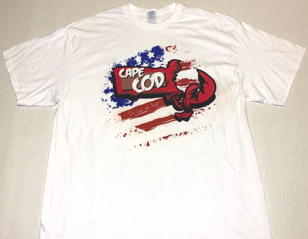 

Cape Cod Massachusetts In Cod We Trust Tourist Vacation T-Shirt New! LARGE Unisex T-Shirt S