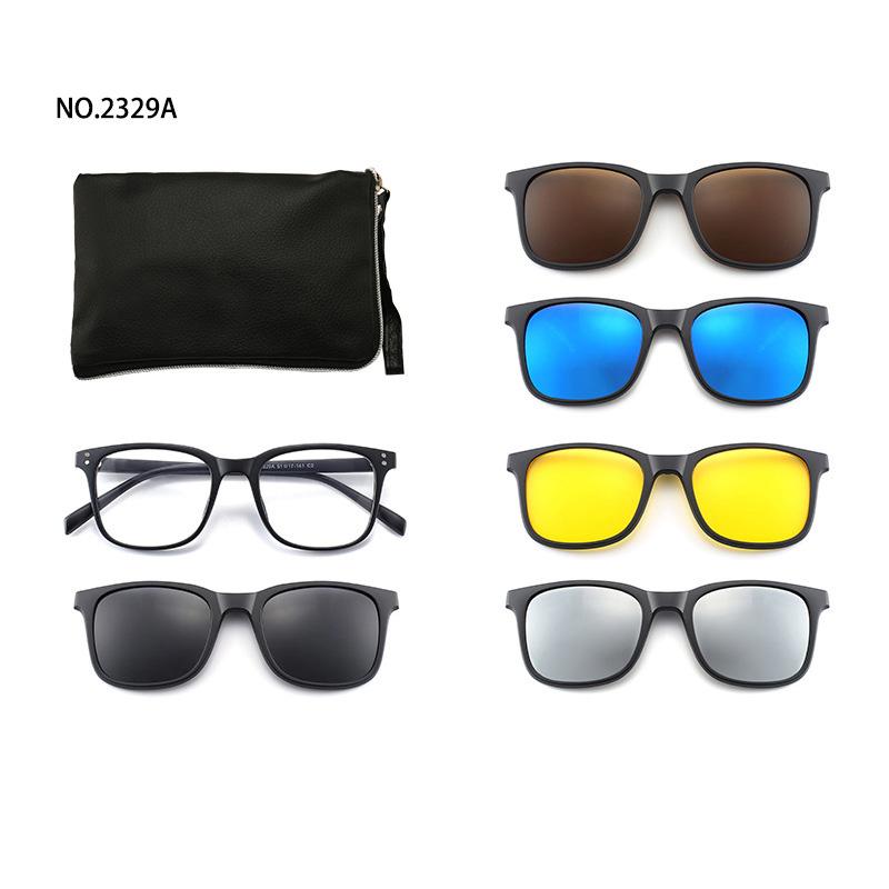 6 In 1 Men Women Optical Magnetic Sunglasses Clip Magnet Clip on Sunglasses Polaroid Clip on Sun Glasses WIth Box