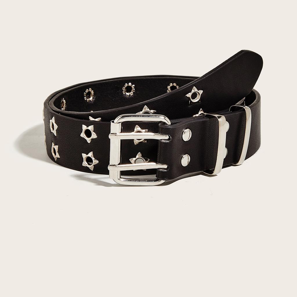 Trendy Star Double Row Buckle Belt With Hollow Punk Design In Various Colors For Spring 2023