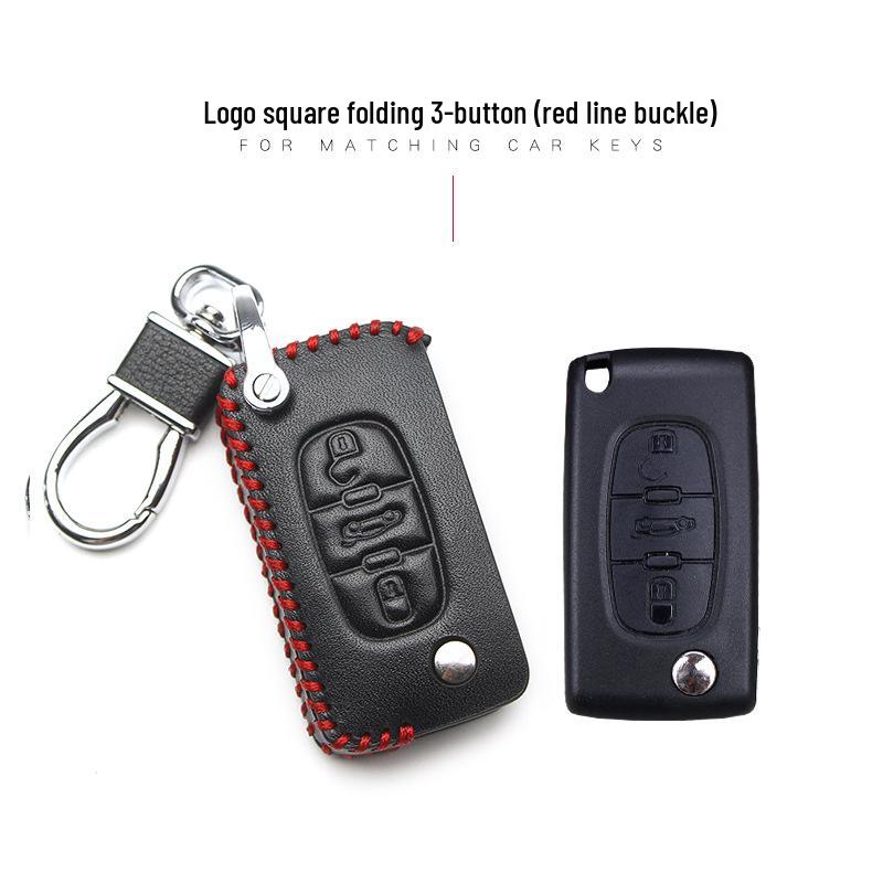 Genuine Leather Key Cover for Peugeot 308, 508, 408, 3008, 4008, 208 & Citroen Sega