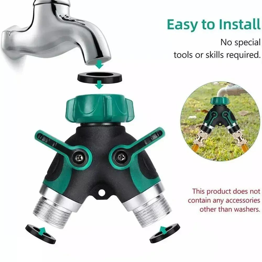 Garden Hose Splitter Double Y Shut Off Valve Outdoor Lawn Water Hose Connector Durable Brass Adapter