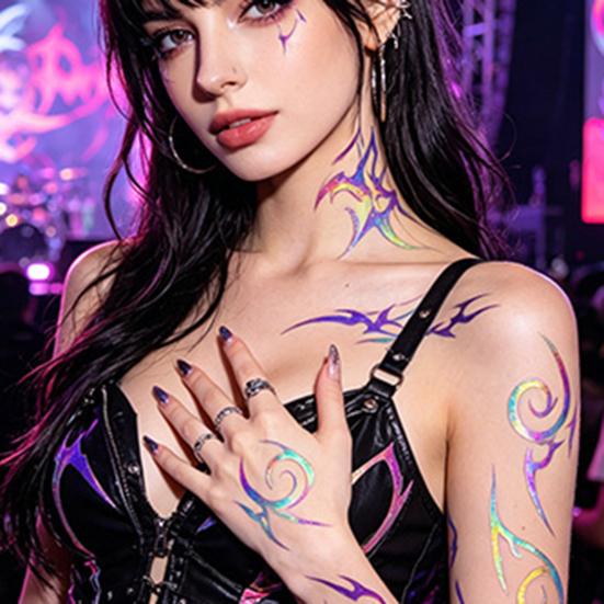 5 Sheets Holographic Lightning Tattoos Flash Temporary Stickers Full Color Body