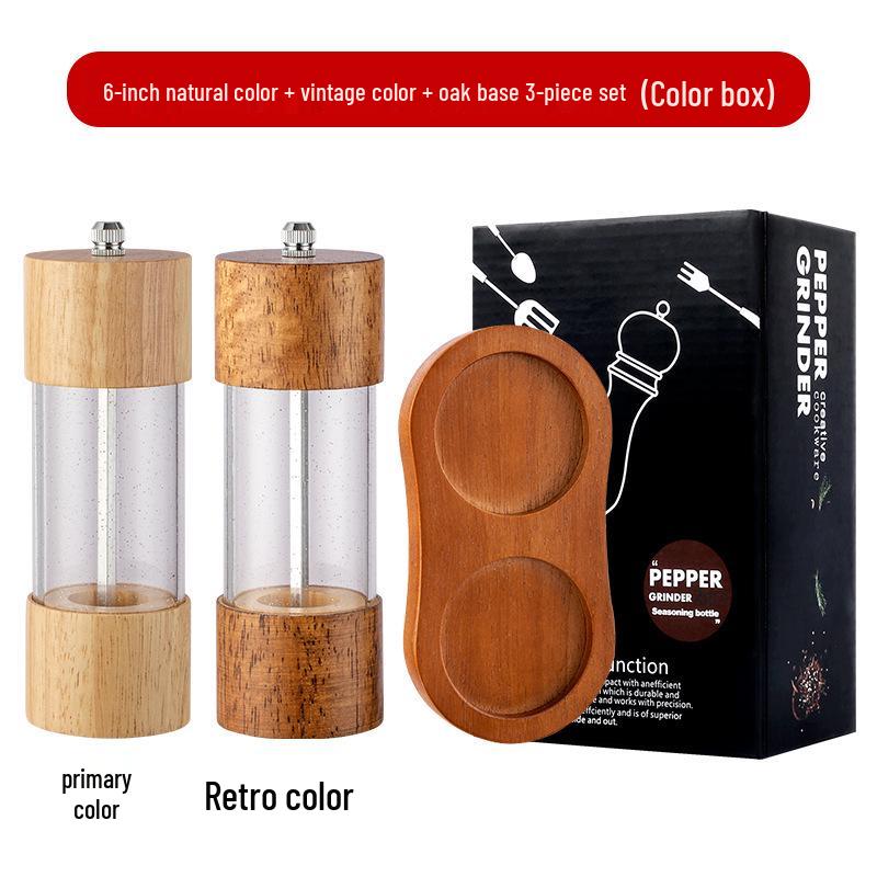 Starry Sky Wooden Pepper Mill - Transparent Acrylic Manual Grinder for Sichuan Pepper, Black Pepper, Sea Salt, and Rose.