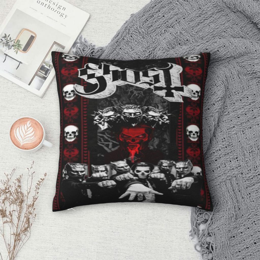 Ghost Rock Metal Band Pillowcase Product Printed Cushion Cover Throw Pillow Cover Bedroom Decoration Zipper Multi Size