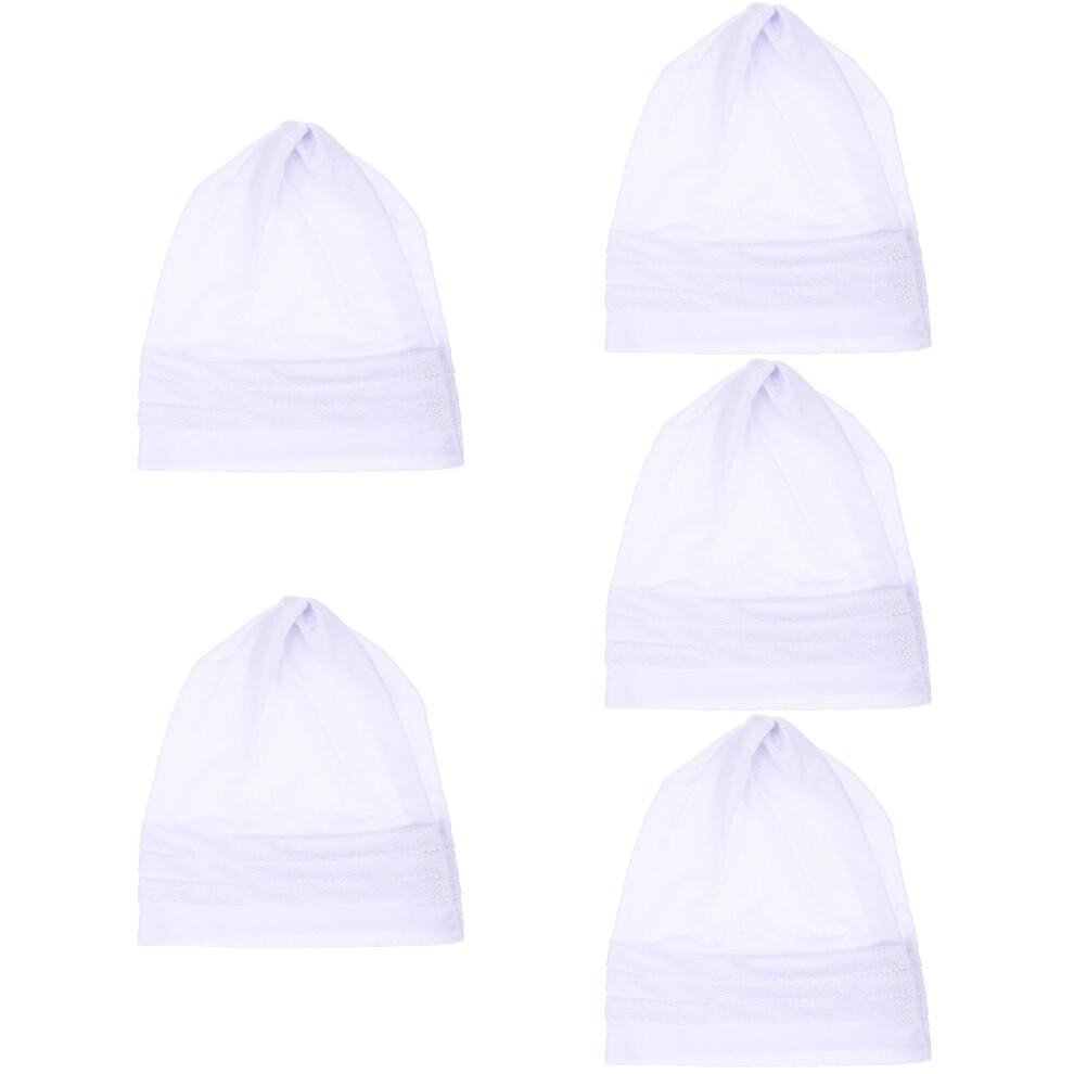 5Stk Atmungsaktive Baumwoll Schlafhaube Weiß Komfort Bonnet Für Damen