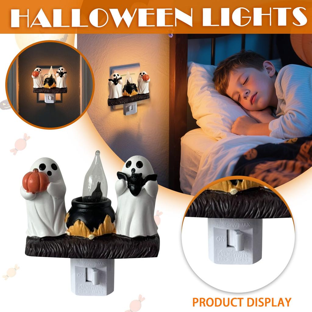 Flickering Nightlight, LED Faux Fire  Lamp,Halloween  Bedroom Night Light Indoor Decorations Gifts For Family, Friends, Kids