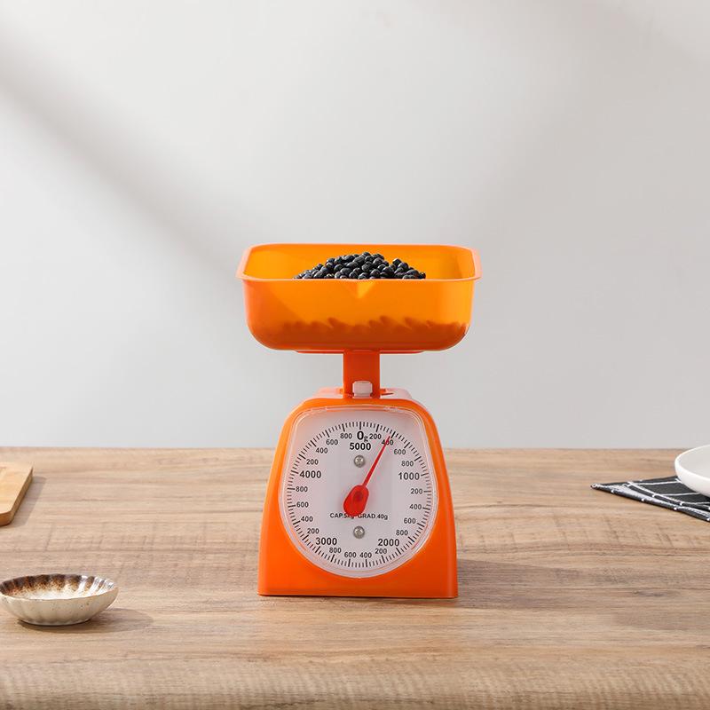 Compact Mechanical Kitchen Scale with Plastic Dial and Fruit Plate - Household Spring Pointer Scale