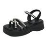 Sandalen Mädchen 2025 neuer Sommer Feenstil Plateau Römerschuhe Mädchen Koreanische Version vielseitig Ein-Wort mit Strandsandalen