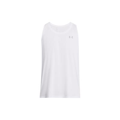 Einfarbiges Logo Weich Leicht Atmungsaktiv Schweißableitend Rundhals Tanktop Herren Tops Weiß 1382585-100