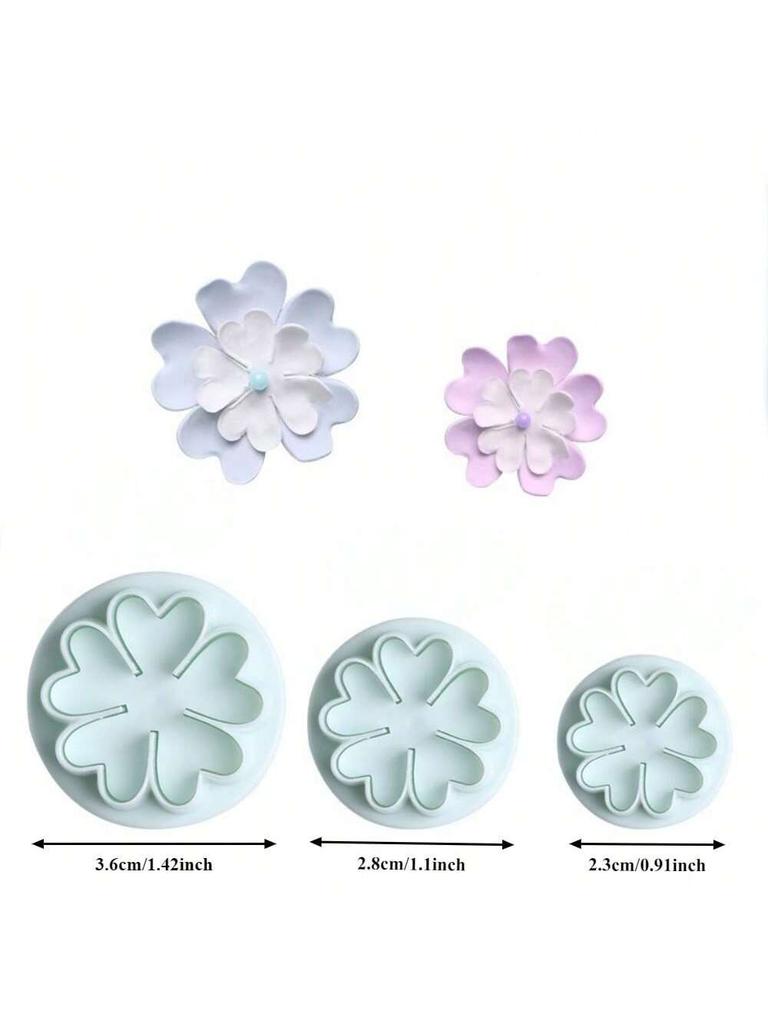 3/4 Pieces Peach Blossom Shape Biscuit Cutters Cookie Stamps Plunger Cutter Fondant Molds Embossing Spring Mold Baking Tool