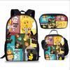 Cool Girls Printing Anime 3Pcs/Set Daily Pack Pupil School Carry Carrier Kid Sweet Outing Backpack Children Birthday Gift