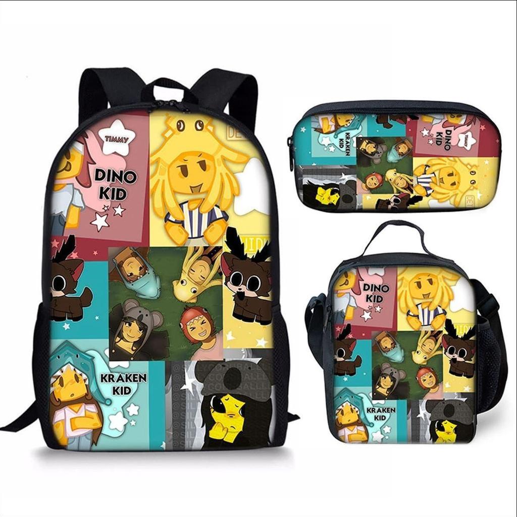 Cool Girls Printing Anime 3Pcs/Set Daily Pack Pupil School Carry Carrier Kid Sweet Outing Backpack Children Birthday Gift