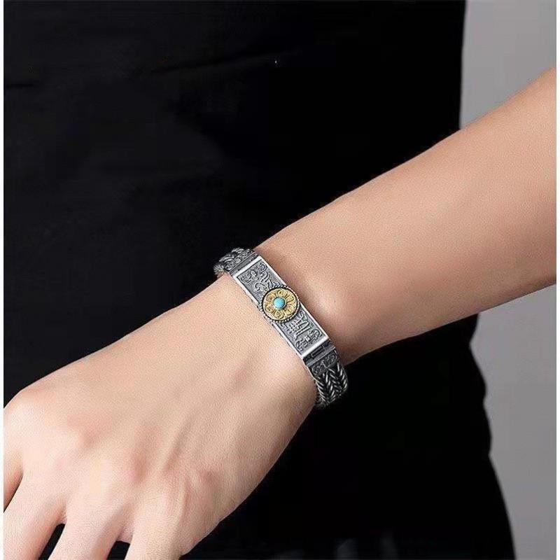 Buddhist Six Character Mantra Men's Bracelet Can Rotate High-end Fashion Classic Diamond Pestle