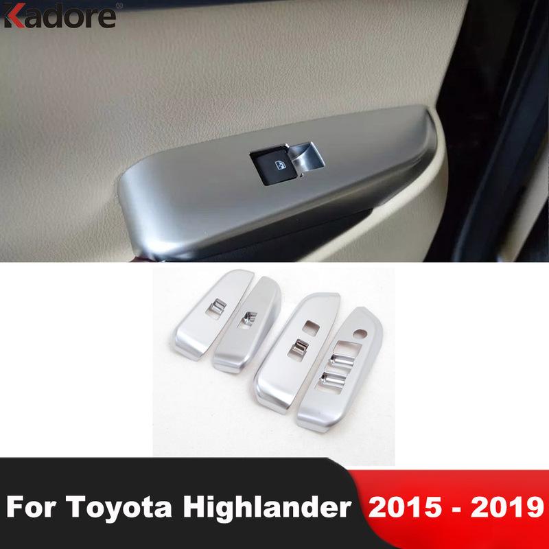 Car Interior Door Armrest Window Lift Switch Button Panel Cover Trim For Toyota Highlander 2015-2017 2018 Matte Accessories