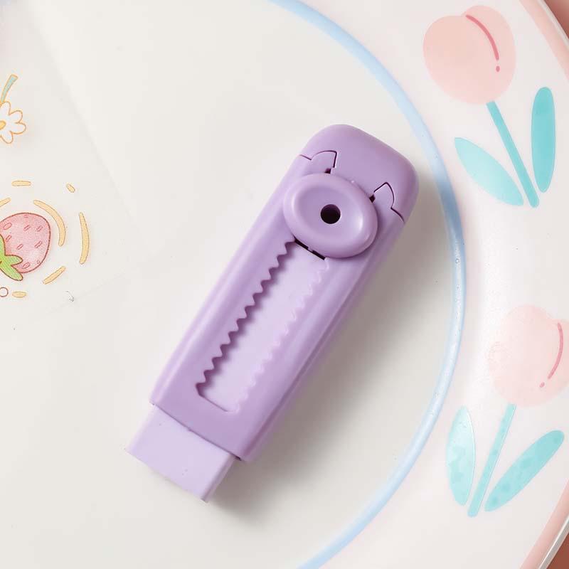 Cream-Colored Retractable Eraser: Push-Pull Design, Low-Dust, No Marks, Ideal for Students